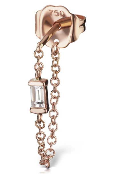 Shop Maria Tash Diamond Baguette Chain Wrap Stud Earring In Rose Gold