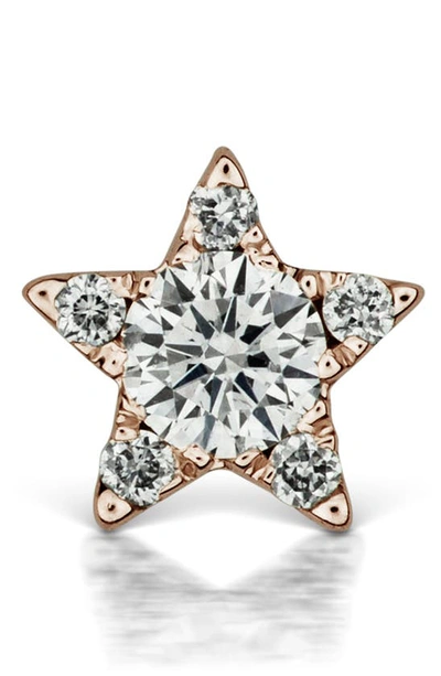 Shop Maria Tash Diamond Star Threaded Stud Earring In Rose Gold/ Diamond