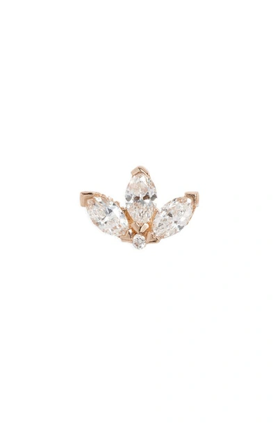 Shop Maria Tash Diamond Lotus Stud Earring In Rose Gold/ Diamond