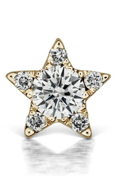 Shop Maria Tash Diamond Star Threaded Stud Earring In Yellow Gold/ Diamond