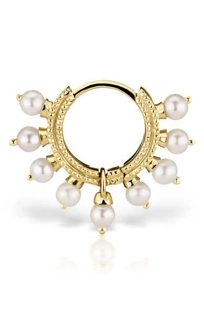 Shop Maria Tash Coronet Pearl Clicker In Yellow Gold