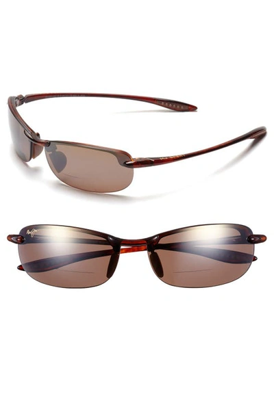 Shop Maui Jim Makaha 64mm Polarized Oversize Round Sunglasses In Tortoise