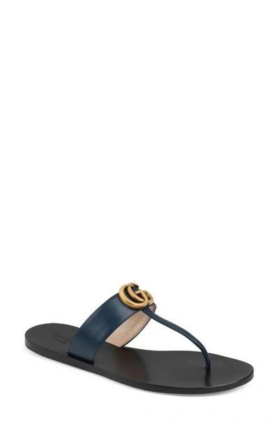 Shop Gucci Gg T-strap Sandal In Blue