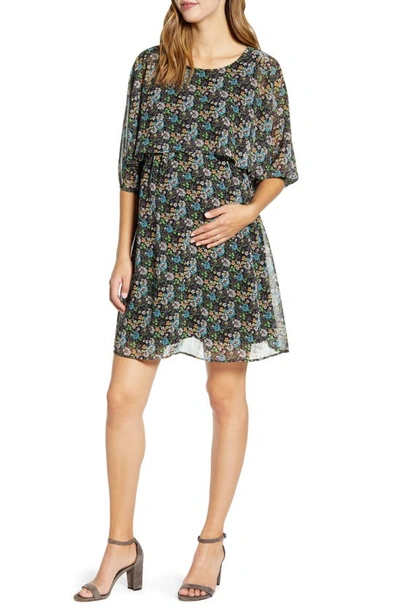 Shop Maternal America Ruffle Overlay Maternity/nursing Dress In Tea Garden