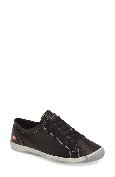 Shop Softinos By Fly London Isla Distressed Sneaker In Black Leather