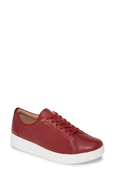 Shop Fitflop Rally Sneaker In Maroon Leather