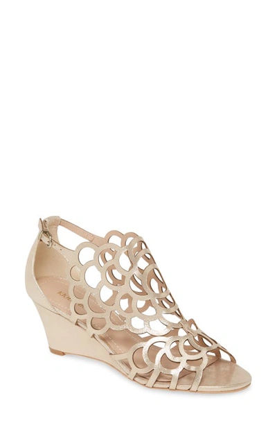 Shop Klub Nico Millie Cutout Wedge Sandal In Champagne Leather