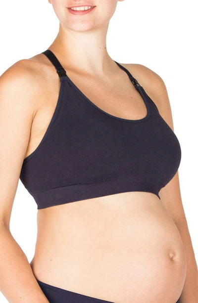 Shop Modern Eternity Seamless Yoga Nursing Bralette In Navy