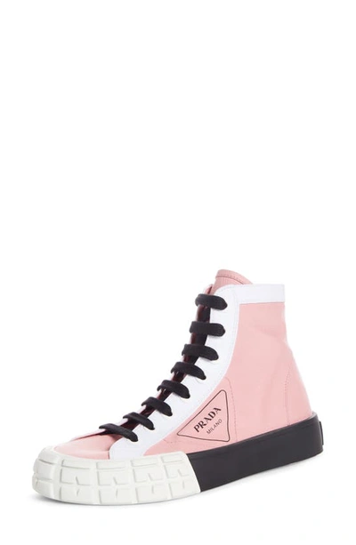Shop Prada Logo High Top Sneaker In Pink