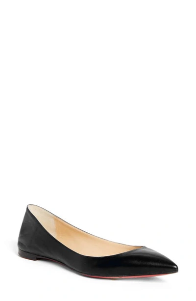 Shop Christian Louboutin Ballalla Pointed Toe Flat In Black Leather