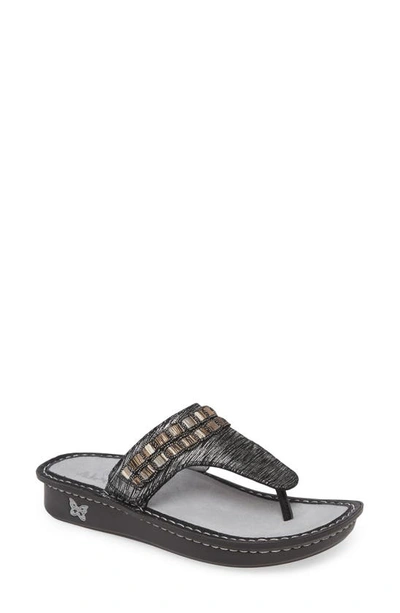 Shop Alegria 'vanessa' Thong Sandal In Soiree Silver Leather