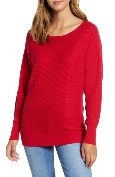 Shop Tommy Bahama Bonita Boatneck Ribbed Cotton Blend Sweater In Jester Red