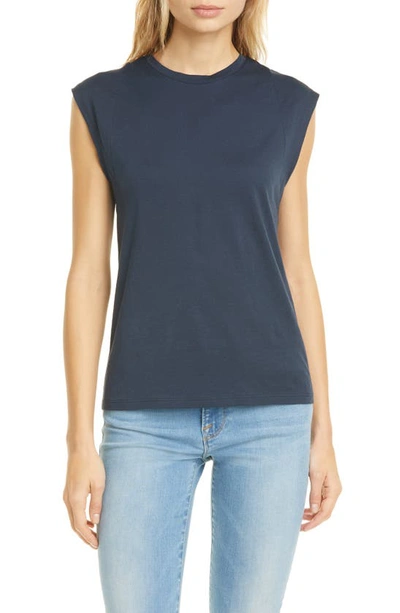 Shop Frame Le Mid Rise Muscle Pima Cotton Tee In Navy