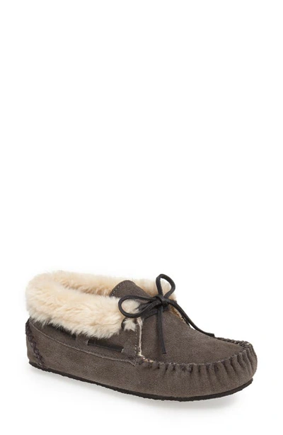 Shop Minnetonka Chrissy Slipper Bootie In Grey