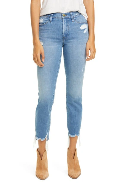 Shop Frame Le High Ripped Straight Leg Jeans In Laskey Rips