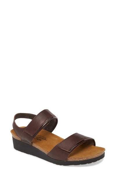 Shop Naot Aisha Wedge Sandal In Soft Brown/ Walnut Leather