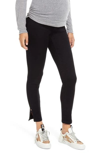 Shop 1822 Denim Butter Ankle Slit Maternity Jeans In Black