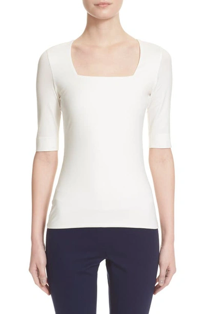 Akris Punto Square Neck Top In Off White
