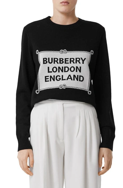Shop Burberry Trentley Rigging Intarsia Merino Wool Sweater In Black