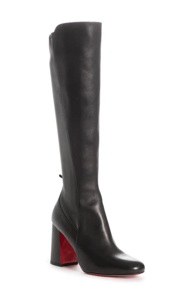 Shop Christian Louboutin Kronobotte Stretch Knee High Boot In Black Leather