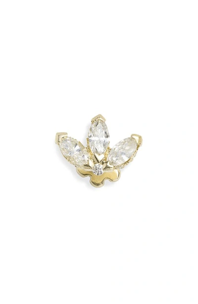 Shop Maria Tash Engraved Diamond Lotus Stud Earring In Yellow Gold