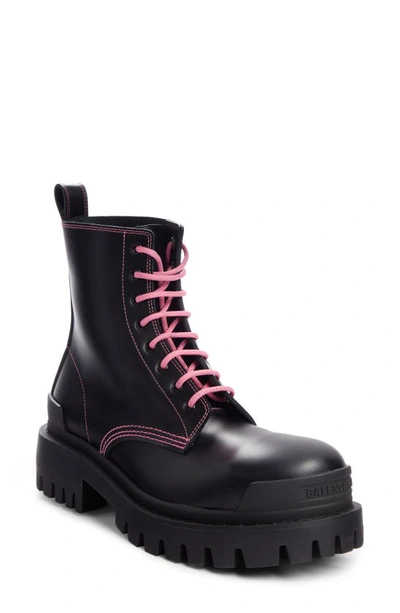 Shop Balenciaga Strike Combat Boot In Black