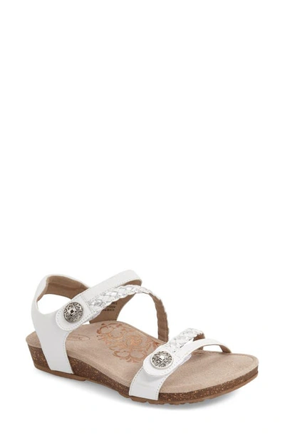 Shop Aetrex 'jillian' Braided Leather Strap Sandal In White Leather