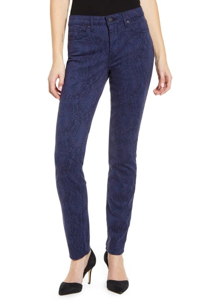 Shop Nydj Alina High Waist Stretch Skinny Jeans In Kingsnake Navy Overdye