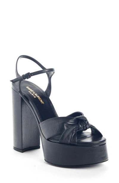 Shop Saint Laurent Bianca Ankle Strap Platform Sandal In Black