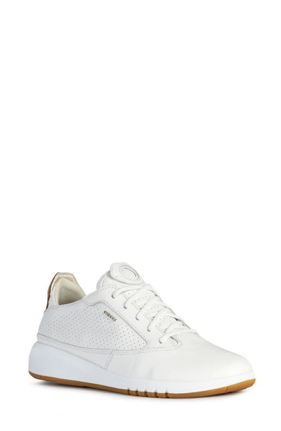 Geox Aerantis Mixed Leather Sneakers In White Leather