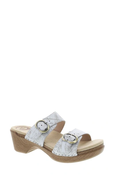 Shop Dansko Sophie Slide Sandal In White Distressed Leather