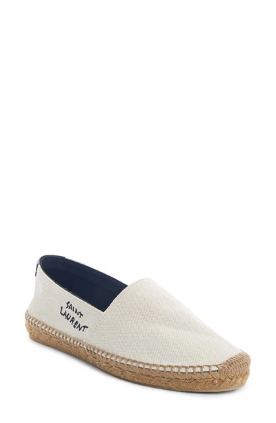 Saint Laurent Embroidered Espadrilles In Canvas Beige In White