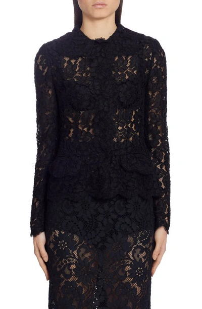 Shop Dolce & Gabbana Sheer Lace Cardigan In Black