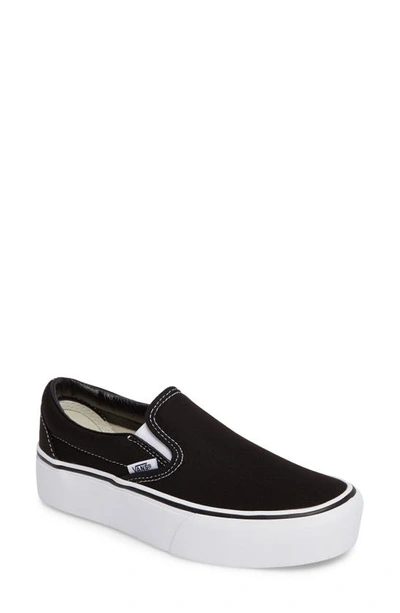 Shop Vans Platform Slip-on Sneaker In Black/ White