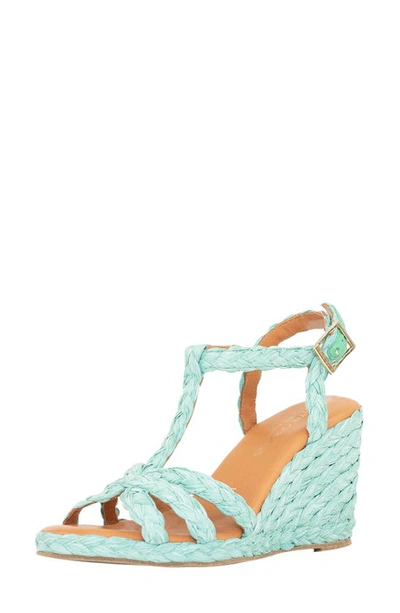 Shop Andre Assous Madina Espadrille Wedge Sandal In Teal Fabric