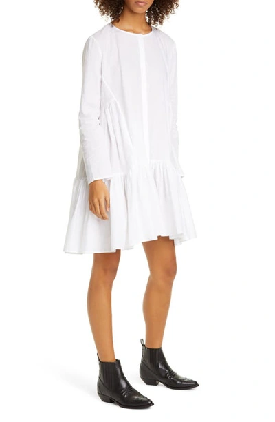 Shop Merlette Martel Long Sleeve Cotton Tunic Dress In White