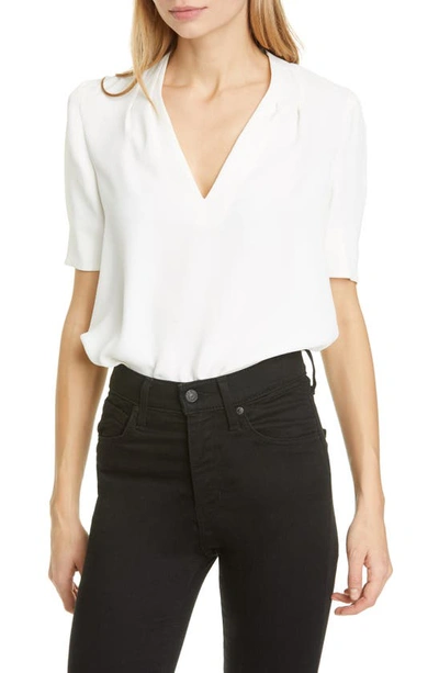 Shop Joie Ance V-neck Silk Blouse In Porcelain