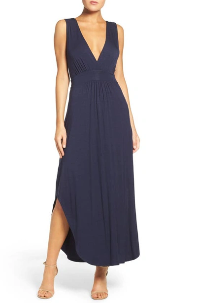 Shop Fraiche By J V-neck Jersey Dress In Indigo