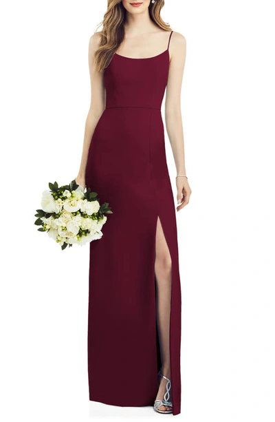 Shop After Six Scoop Neck Crepe Gown In Cabernet