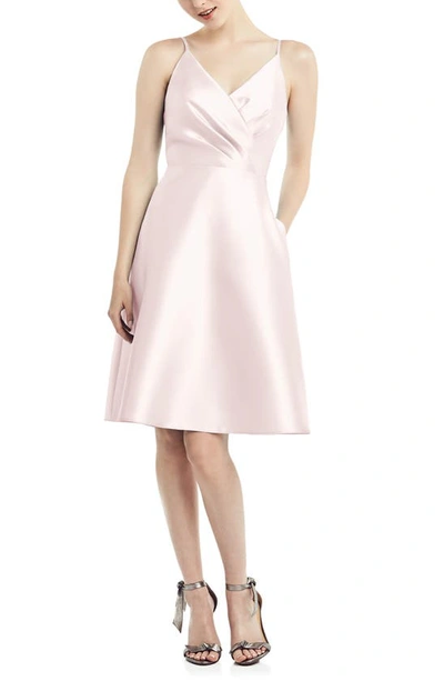 Shop Alfred Sung Fit & Flare Satin Twill Cocktail Dress In Blush