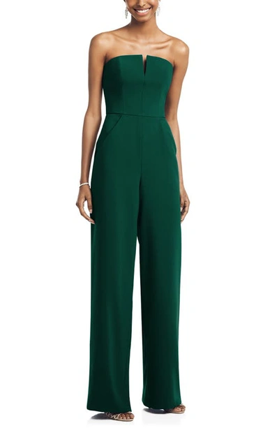 Shop Dessy Collection Strapless Crepe Jumpsuit In Hunter