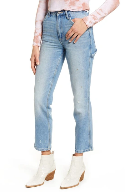 Shop Lee High Waist Dungaree Ankle Jeans In Authentic Fade