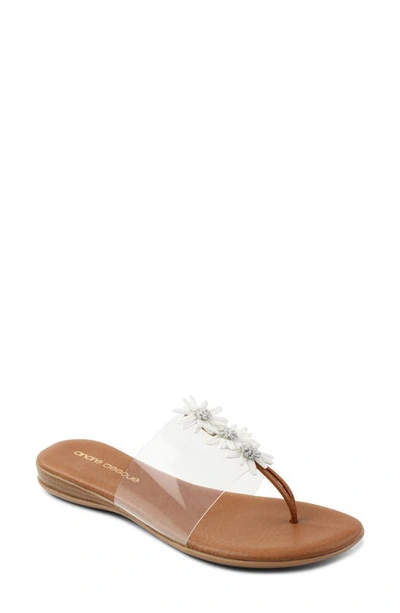 Shop Andre Assous Nadine Thong Sandal In White Faux Leather
