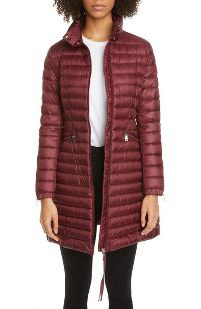 Shop Moncler Sable Lightweight Down Quilted Puffer Coat In Burgundy