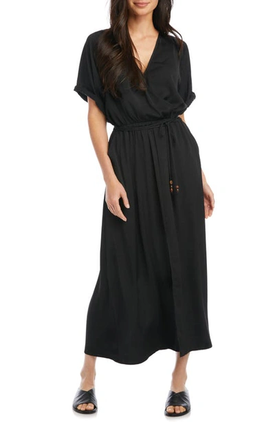Shop Karen Kane Cuffed Sleeve Midi Dress In Black