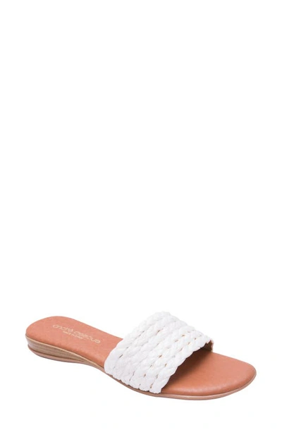 Shop Andre Assous Nahala Slide Sandal In White Fabric