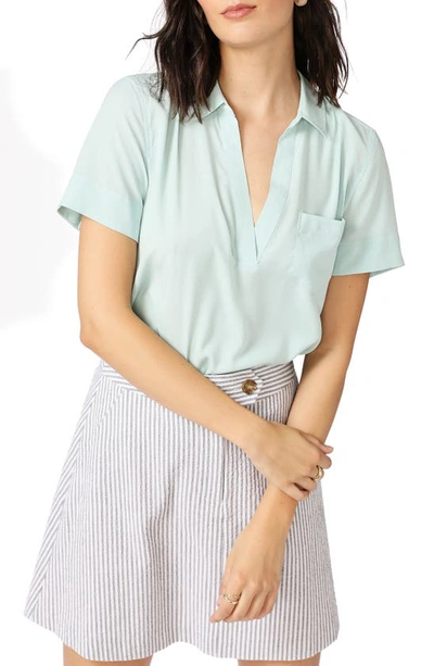Shop Court & Rowe Collared Short Sleeve Blouse In Crystal Sky