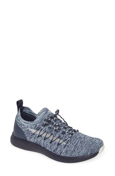 Shop Traq By Alegria Synq Knit Sneaker In Navy Leather