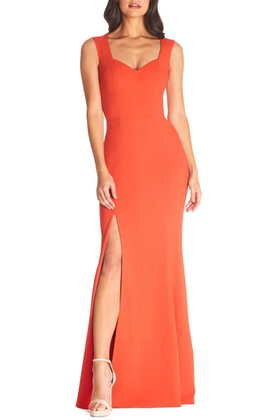 Shop Dress The Population Monroe Side Slit Gown In Poppy