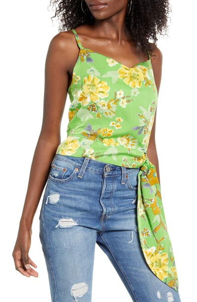 Shop 4si3nna Elodie Floral Tie Waist Tank Top In Green Floral